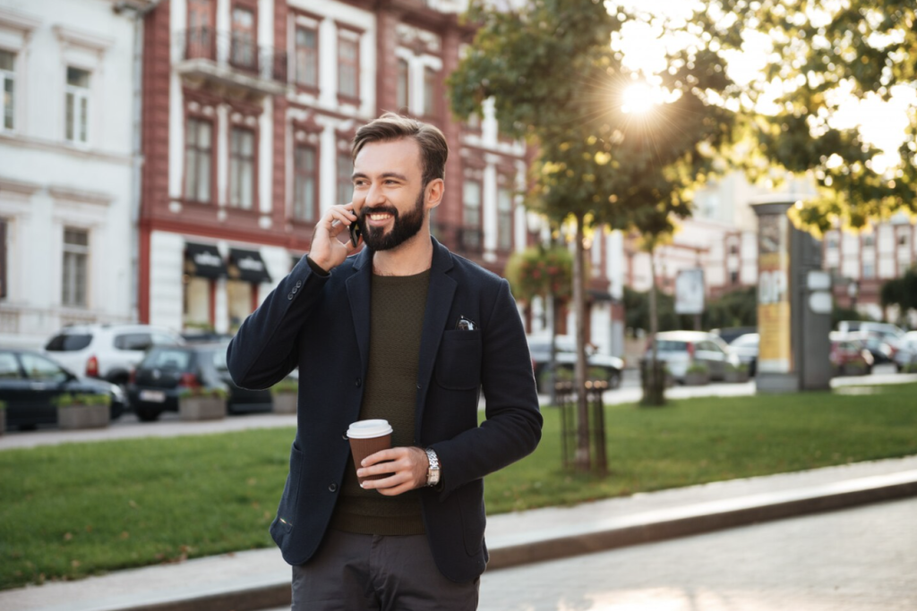 A man on a phone call, receiving guidance from an Authentifier expert.