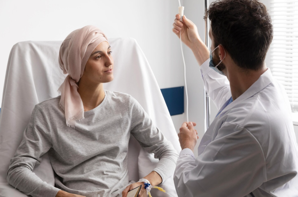 An Australian doctor in a modern Saudi hospital, providing care to a patient.