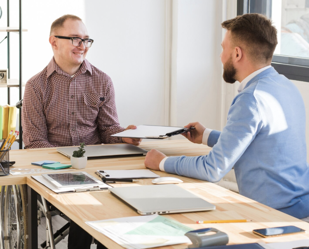 An Authentifier expert guiding a corporate client through the Apostille process for their documents.